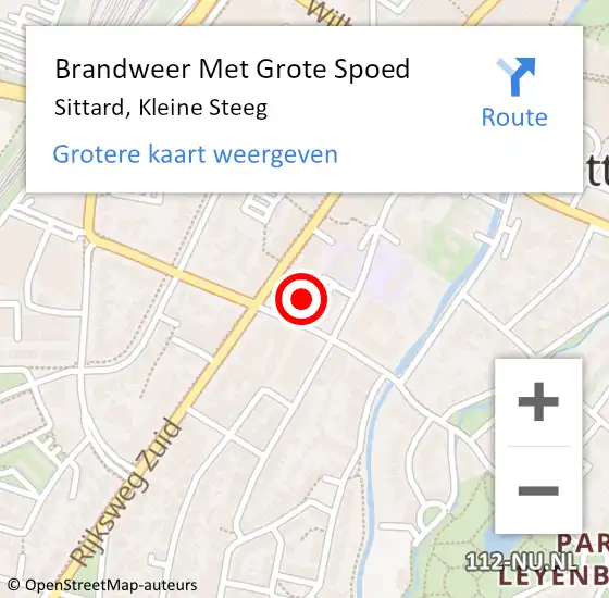 Locatie op kaart van de 112 melding: Brandweer Met Grote Spoed Naar Sittard, Kleine Steeg op 24 december 2024 13:18