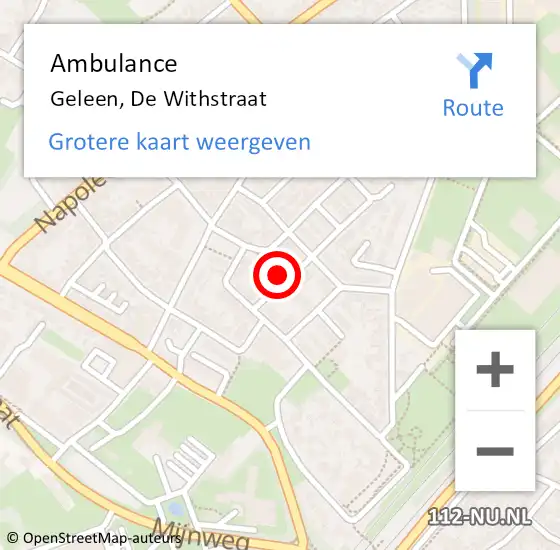 Locatie op kaart van de 112 melding: Ambulance Geleen, De Withstraat op 31 oktober 2014 13:38