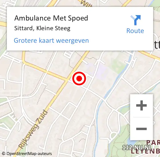 Locatie op kaart van de 112 melding: Ambulance Met Spoed Naar Sittard, Kleine Steeg op 24 december 2024 13:45