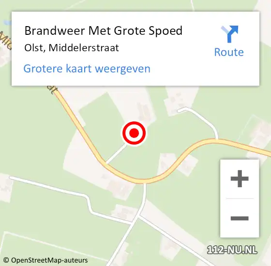 Locatie op kaart van de 112 melding: Brandweer Met Grote Spoed Naar Olst, Middelerstraat op 24 december 2024 13:54