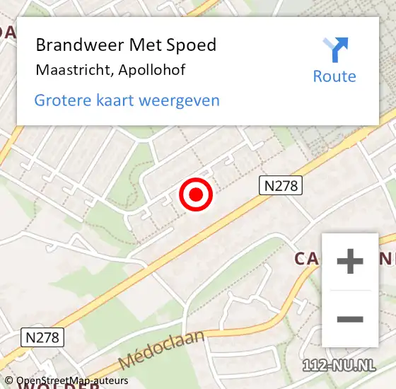 Locatie op kaart van de 112 melding: Brandweer Met Spoed Naar Maastricht, Apollohof op 24 december 2024 14:11