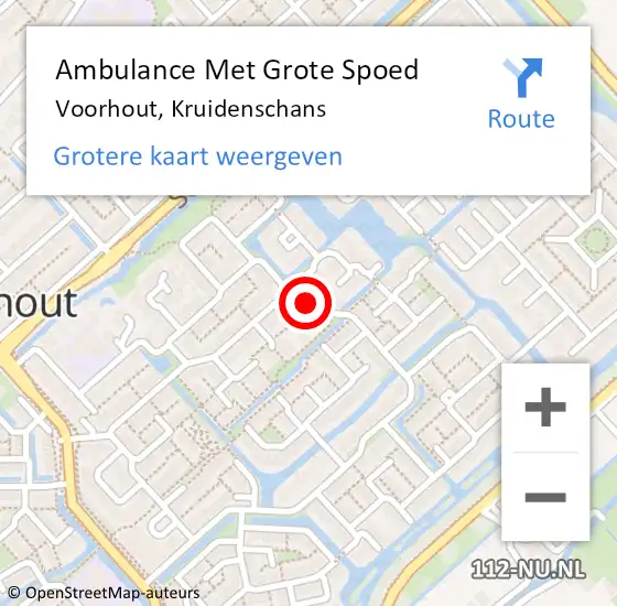 Locatie op kaart van de 112 melding: Ambulance Met Grote Spoed Naar Voorhout, Kruidenschans op 24 december 2024 14:18