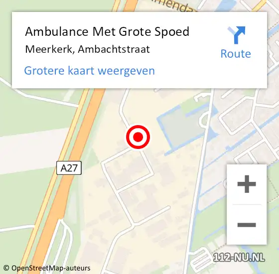 Locatie op kaart van de 112 melding: Ambulance Met Grote Spoed Naar Meerkerk, Ambachtstraat op 24 december 2024 14:42