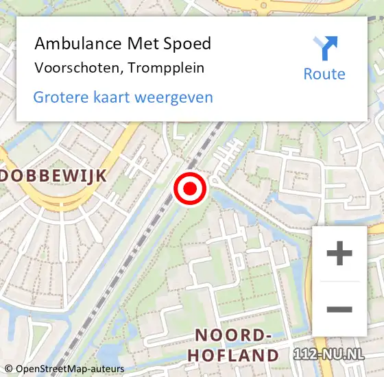 Locatie op kaart van de 112 melding: Ambulance Met Spoed Naar Voorschoten, Trompplein op 24 december 2024 14:59