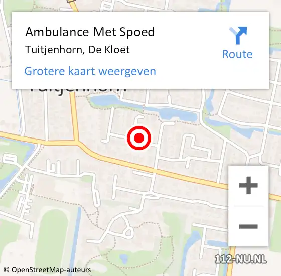 Locatie op kaart van de 112 melding: Ambulance Met Spoed Naar Tuitjenhorn, De Kloet op 24 december 2024 15:07