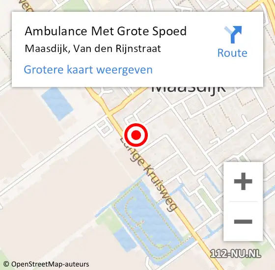 Locatie op kaart van de 112 melding: Ambulance Met Grote Spoed Naar Maasdijk, Van den Rijnstraat op 24 december 2024 15:08