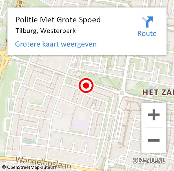 Locatie op kaart van de 112 melding: Politie Met Grote Spoed Naar Tilburg, Westerpark op 24 december 2024 15:21