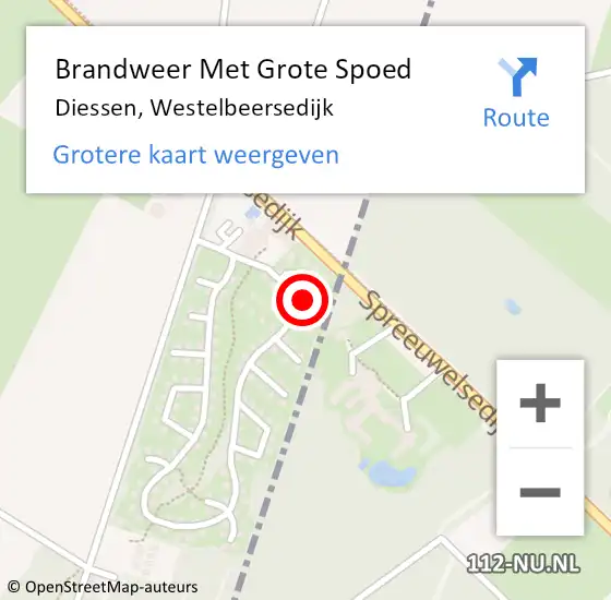 Locatie op kaart van de 112 melding: Brandweer Met Grote Spoed Naar Diessen, Westelbeersedijk op 24 december 2024 15:28