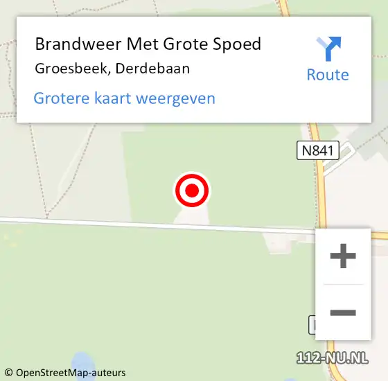 Locatie op kaart van de 112 melding: Brandweer Met Grote Spoed Naar Groesbeek, Derdebaan op 24 december 2024 15:43