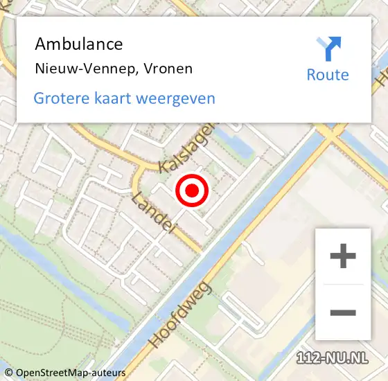 Locatie op kaart van de 112 melding: Ambulance Nieuw-Vennep, Vronen op 24 december 2024 16:08