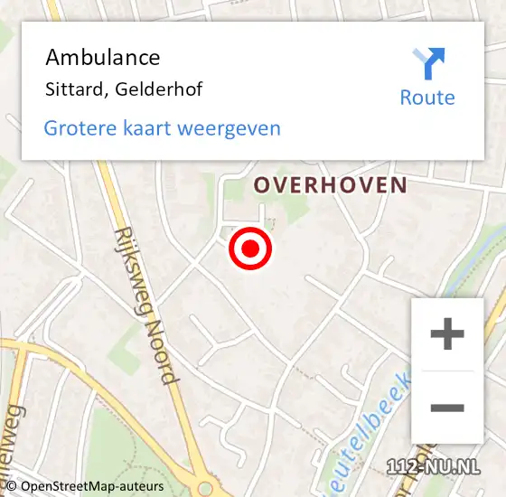 Locatie op kaart van de 112 melding: Ambulance Sittard, Gelderhof op 31 oktober 2014 13:58