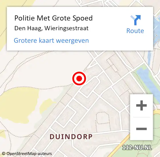 Locatie op kaart van de 112 melding: Politie Met Grote Spoed Naar Den Haag, Wieringsestraat op 24 december 2024 16:41