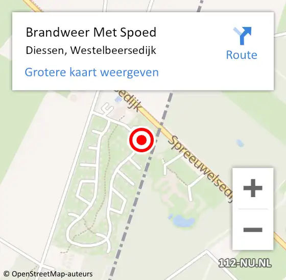 Locatie op kaart van de 112 melding: Brandweer Met Spoed Naar Diessen, Westelbeersedijk op 24 december 2024 16:45