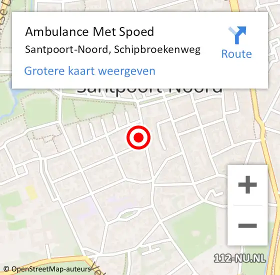 Locatie op kaart van de 112 melding: Ambulance Met Spoed Naar Santpoort-Noord, Schipbroekenweg op 24 december 2024 17:12