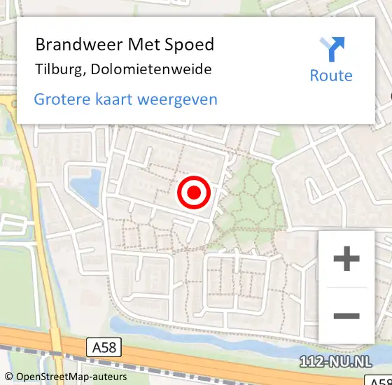 Locatie op kaart van de 112 melding: Brandweer Met Spoed Naar Tilburg, Dolomietenweide op 24 december 2024 17:16