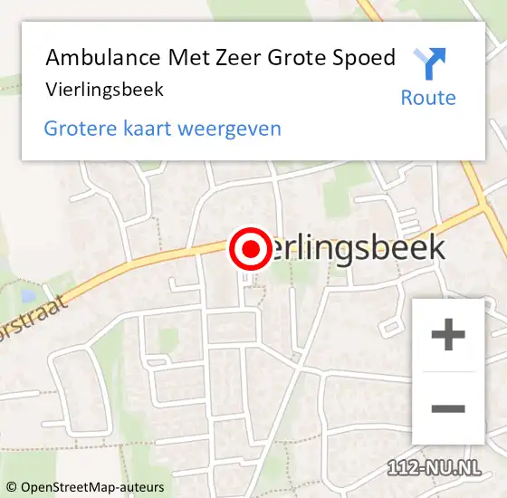 Locatie op kaart van de 112 melding: Ambulance Met Zeer Grote Spoed Naar Vierlingsbeek op 24 december 2024 17:21