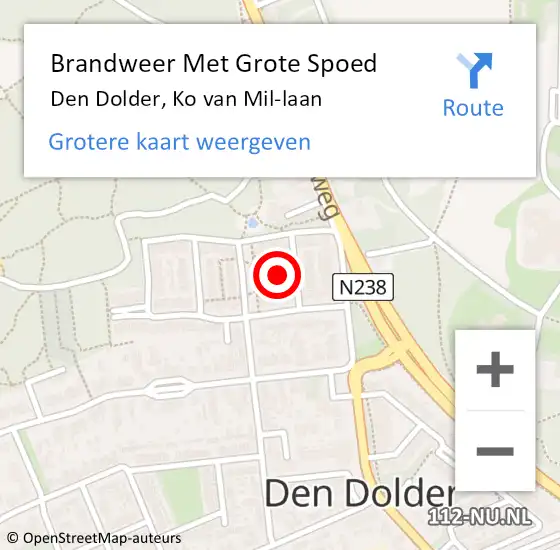 Locatie op kaart van de 112 melding: Brandweer Met Grote Spoed Naar Den Dolder, Ko van Mil-laan op 24 december 2024 18:19