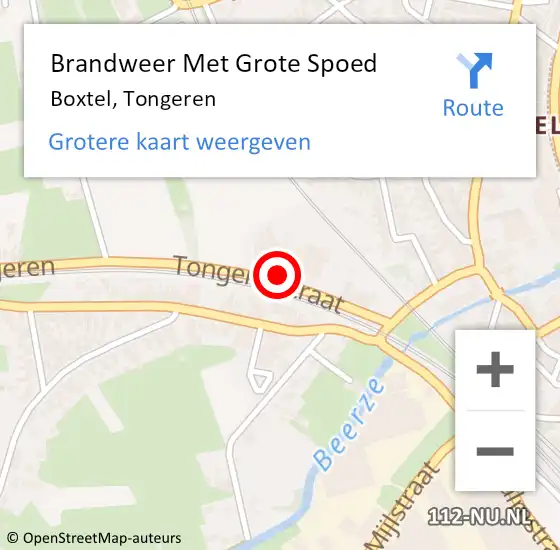 Locatie op kaart van de 112 melding: Brandweer Met Grote Spoed Naar Boxtel, Tongeren op 24 december 2024 18:39