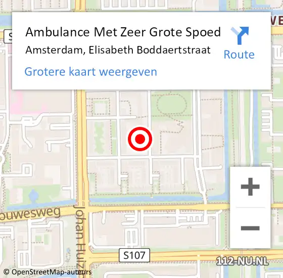 Locatie op kaart van de 112 melding: Ambulance Met Zeer Grote Spoed Naar Amsterdam, Elisabeth Boddaertstraat op 24 december 2024 18:39