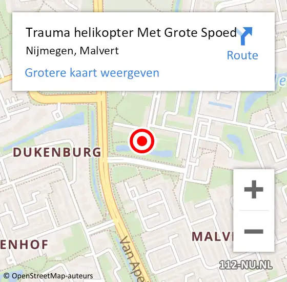 Locatie op kaart van de 112 melding: Trauma helikopter Met Grote Spoed Naar Nijmegen, Malvert op 24 december 2024 18:43