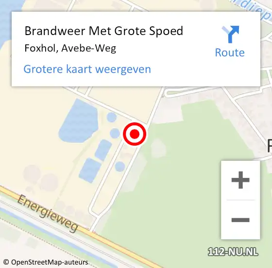 Locatie op kaart van de 112 melding: Brandweer Met Grote Spoed Naar Foxhol, Avebe-Weg op 24 december 2024 19:07