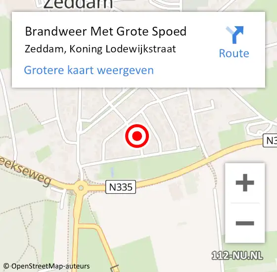 Locatie op kaart van de 112 melding: Brandweer Met Grote Spoed Naar Zeddam, Koning Lodewijkstraat op 24 december 2024 19:21