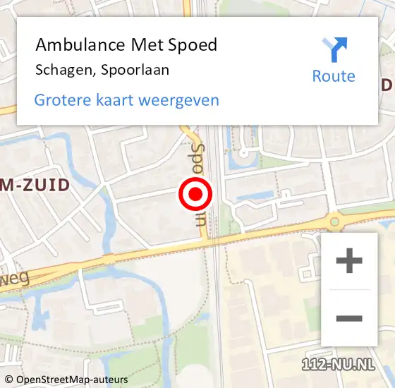 Locatie op kaart van de 112 melding: Ambulance Met Spoed Naar Schagen, Spoorlaan op 24 december 2024 19:31