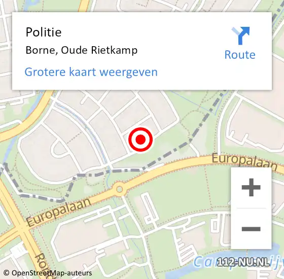 Locatie op kaart van de 112 melding: Politie Borne, Oude Rietkamp op 24 december 2024 19:35