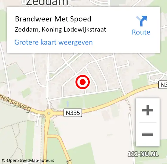 Locatie op kaart van de 112 melding: Brandweer Met Spoed Naar Zeddam, Koning Lodewijkstraat op 24 december 2024 19:35