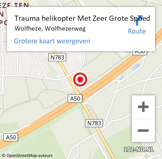 Locatie op kaart van de 112 melding: Trauma helikopter Met Zeer Grote Spoed Naar Wolfheze, Wolfhezerweg op 24 december 2024 19:46