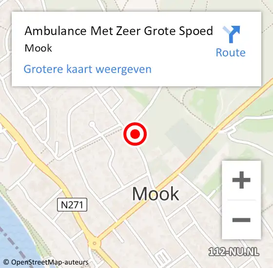 Locatie op kaart van de 112 melding: Ambulance Met Zeer Grote Spoed Naar Mook op 24 december 2024 20:00