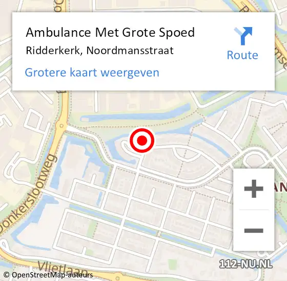 Locatie op kaart van de 112 melding: Ambulance Met Grote Spoed Naar Ridderkerk, Noordmansstraat op 24 december 2024 20:13