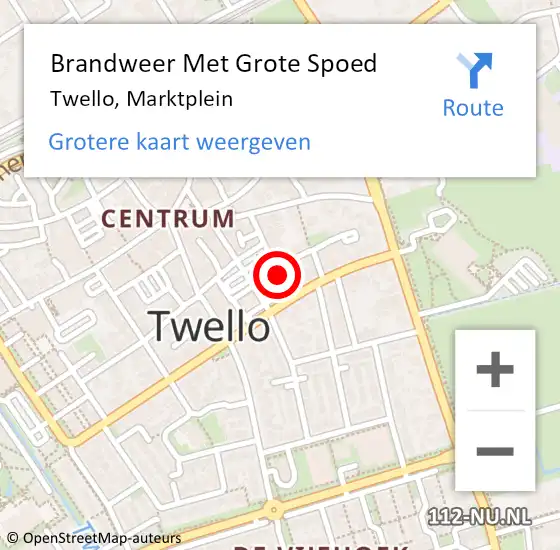 Locatie op kaart van de 112 melding: Brandweer Met Grote Spoed Naar Twello, Marktplein op 24 december 2024 20:55