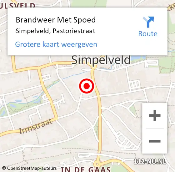 Locatie op kaart van de 112 melding: Brandweer Met Spoed Naar Simpelveld, Pastoriestraat op 24 december 2024 20:57