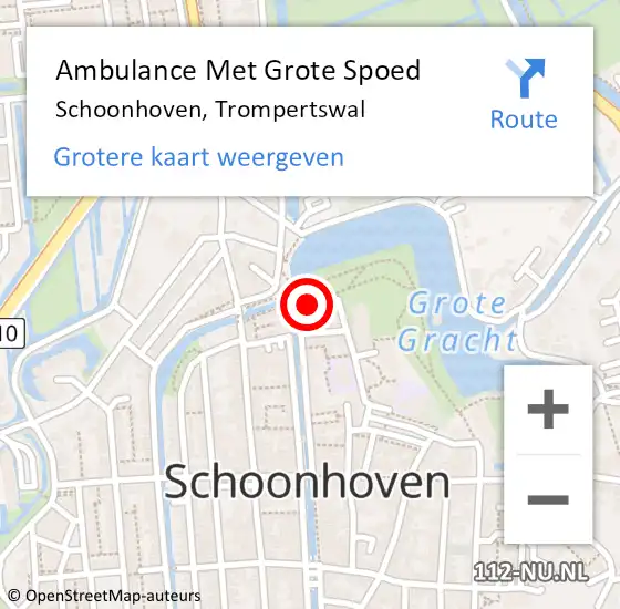 Locatie op kaart van de 112 melding: Ambulance Met Grote Spoed Naar Schoonhoven, Trompertswal op 24 december 2024 21:42