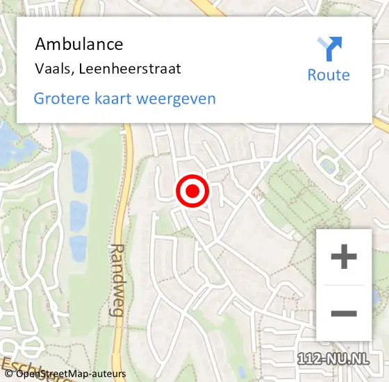 Locatie op kaart van de 112 melding: Ambulance Vaals, Leenheerstraat op 31 oktober 2014 14:28