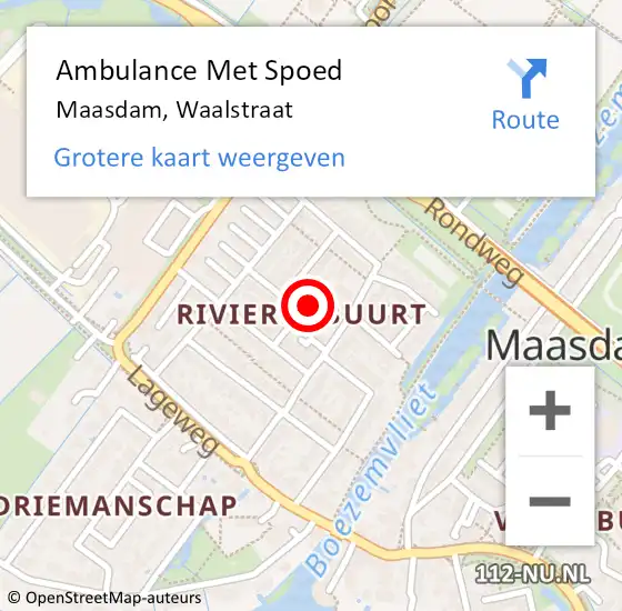 Locatie op kaart van de 112 melding: Ambulance Met Spoed Naar Maasdam, Waalstraat op 24 december 2024 22:07