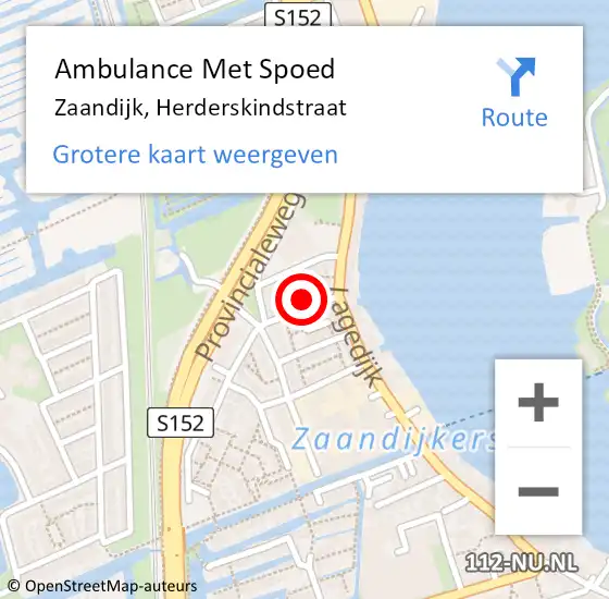 Locatie op kaart van de 112 melding: Ambulance Met Spoed Naar Zaandijk, Herderskindstraat op 24 december 2024 22:22