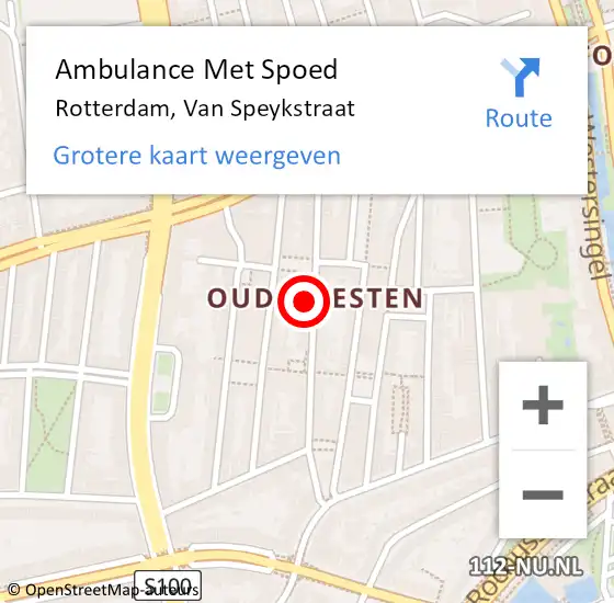 Locatie op kaart van de 112 melding: Ambulance Met Spoed Naar Rotterdam, Van Speykstraat op 24 december 2024 22:55