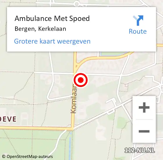 Locatie op kaart van de 112 melding: Ambulance Met Spoed Naar Bergen, Kerkelaan op 24 december 2024 23:00