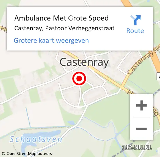 Locatie op kaart van de 112 melding: Ambulance Met Grote Spoed Naar Castenray, Pastoor Verheggenstraat op 31 oktober 2014 14:38