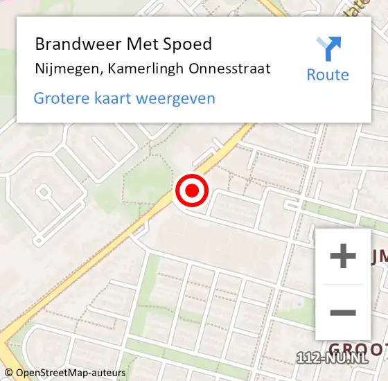 Locatie op kaart van de 112 melding: Brandweer Met Spoed Naar Nijmegen, Kamerlingh Onnesstraat op 25 december 2024 00:09