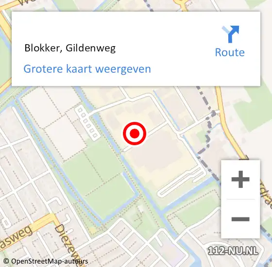 Locatie op kaart van de 112 melding:  Blokker, Gildenweg op 25 december 2024 00:22