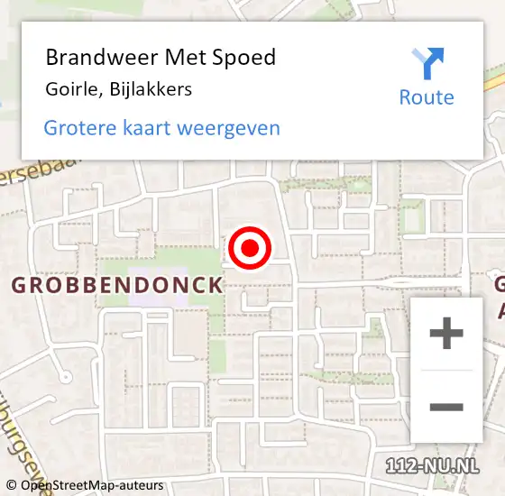 Locatie op kaart van de 112 melding: Brandweer Met Spoed Naar Goirle, Bijlakkers op 25 december 2024 00:33