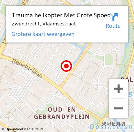 Locatie op kaart van de 112 melding: Trauma helikopter Met Grote Spoed Naar Zwijndrecht, Vlaamsestraat op 25 december 2024 00:33