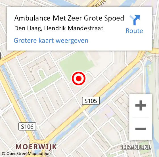 Locatie op kaart van de 112 melding: Ambulance Met Zeer Grote Spoed Naar Den Haag, Hendrik Mandestraat op 25 december 2024 00:59