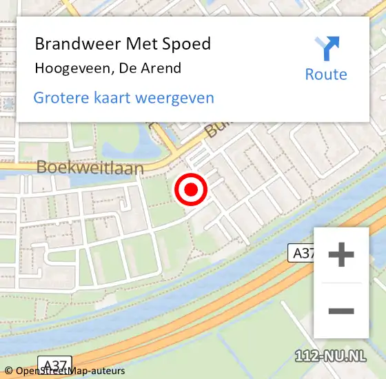 Locatie op kaart van de 112 melding: Brandweer Met Spoed Naar Hoogeveen, De Arend op 25 december 2024 00:59