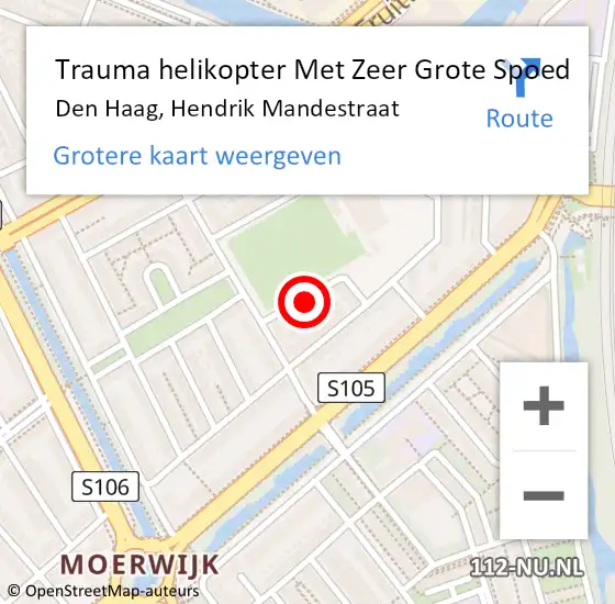 Locatie op kaart van de 112 melding: Trauma helikopter Met Zeer Grote Spoed Naar Den Haag, Hendrik Mandestraat op 25 december 2024 01:00