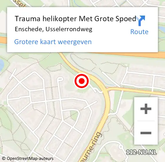 Locatie op kaart van de 112 melding: Trauma helikopter Met Grote Spoed Naar Enschede, Usselerrondweg op 25 december 2024 01:07