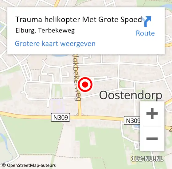 Locatie op kaart van de 112 melding: Trauma helikopter Met Grote Spoed Naar Elburg, Terbekeweg op 25 december 2024 01:15